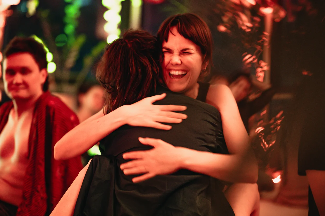 Sensual moment during the queer sauna event in Berlin