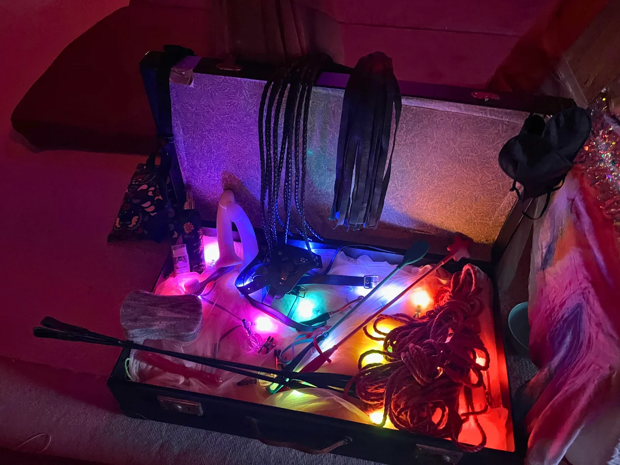 Kinky toys in the playspace of this sex-positive retreat