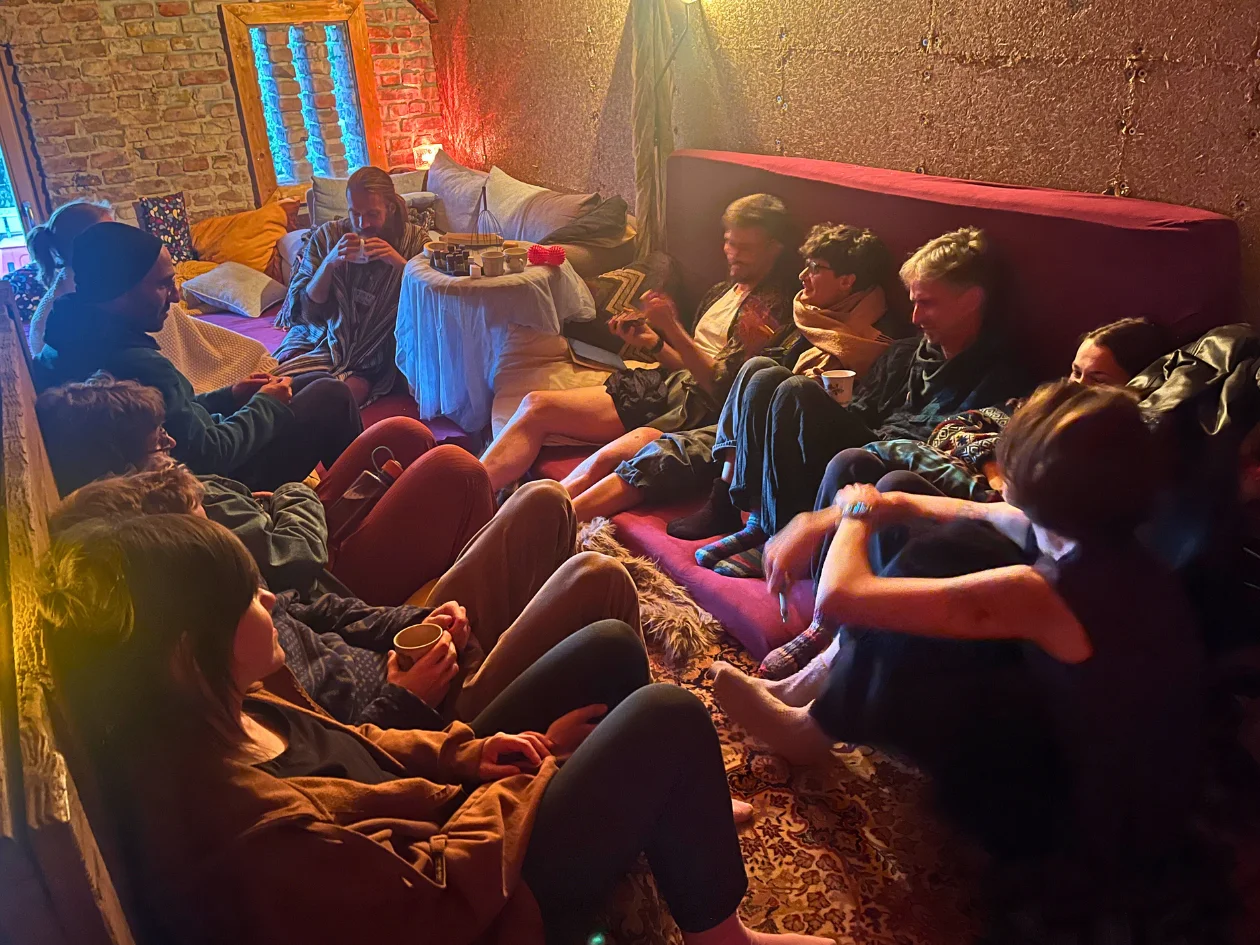Evening hangout at the sex-positive retreat in Berlin